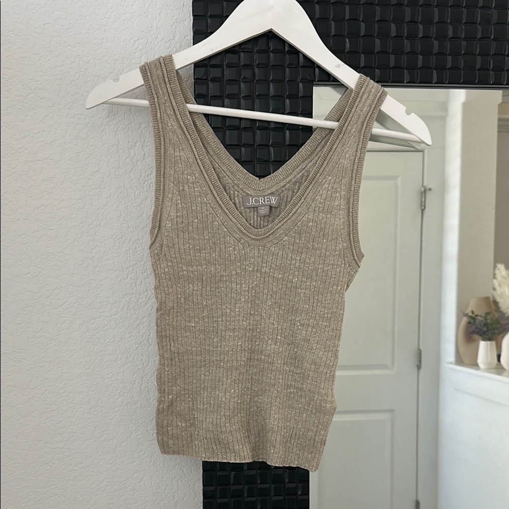 J. Crew Tan Ribbed Fitted Tank Top